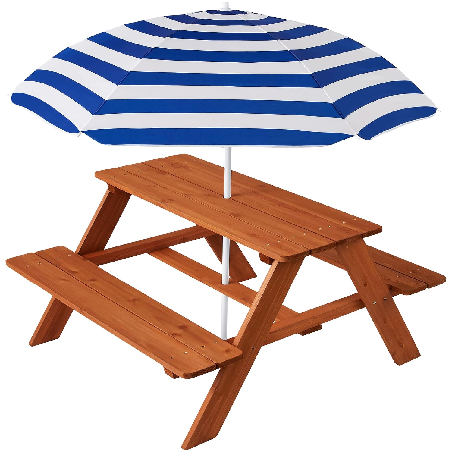 Kids Outdoor Umbrella For Table - Wooden Kids Picnic Table with Umbrella,