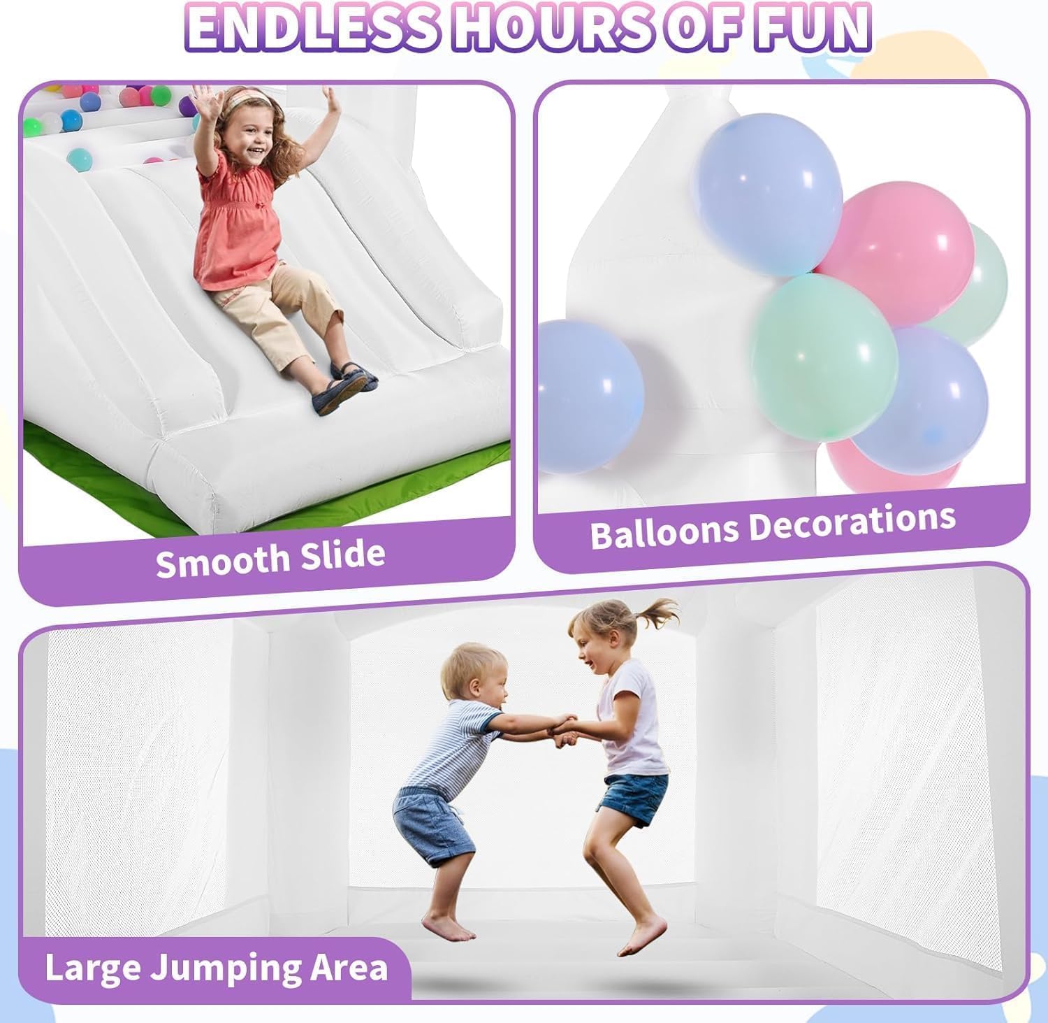 White Bounce House Indoor Outd - đánh giá và giá Kids Outdoor House With Slide