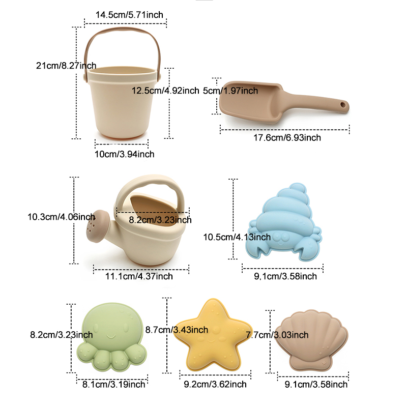 7Pcs Kids Silicone Beach Toys  - đánh giá và giá Kids Outdoor Tools