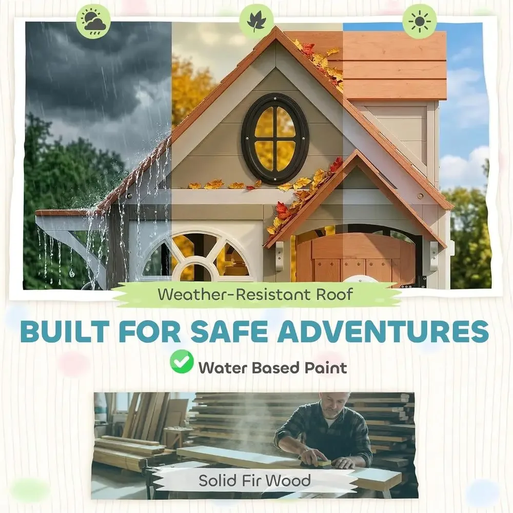 Qaba Outdoor Playhouse, Wooden - đánh giá và giá Qaba Kids Outdoor Playhouse