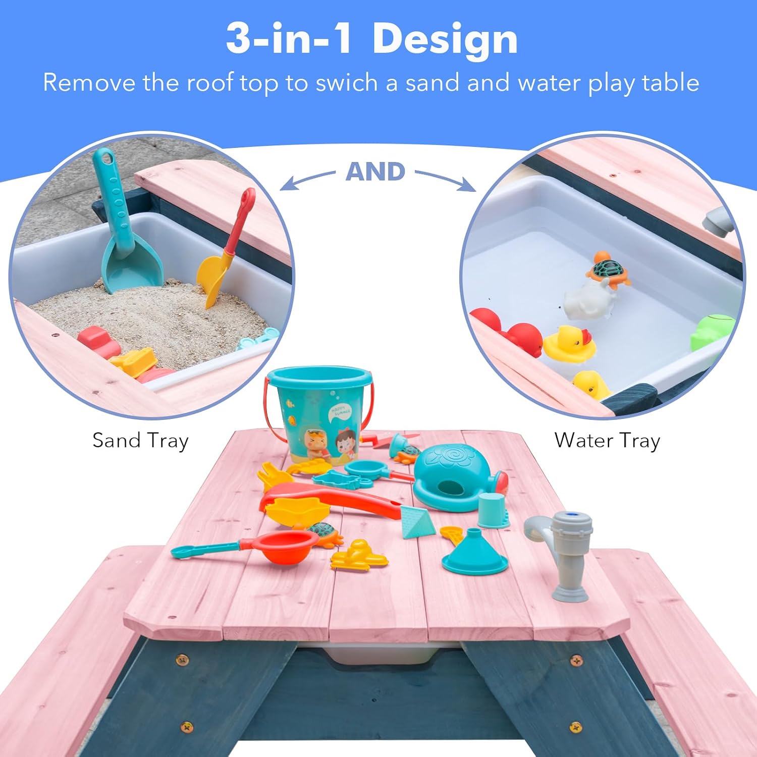 Kids 3-in-1 Sand & Water Table - đánh giá và giá Kids Outdoor Umbrella For Table