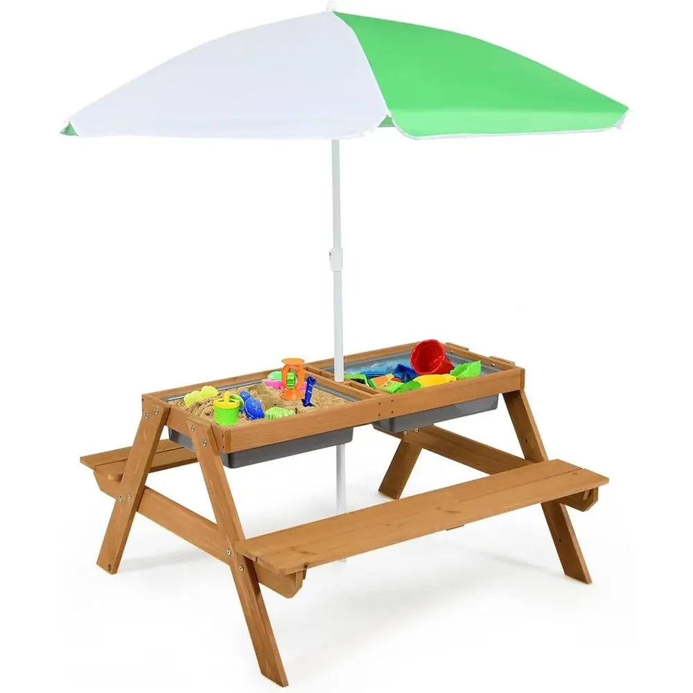 4-in-1 Wooden Sand & Water Pic - đánh giá và giá Kids Outdoor Umbrella For Table