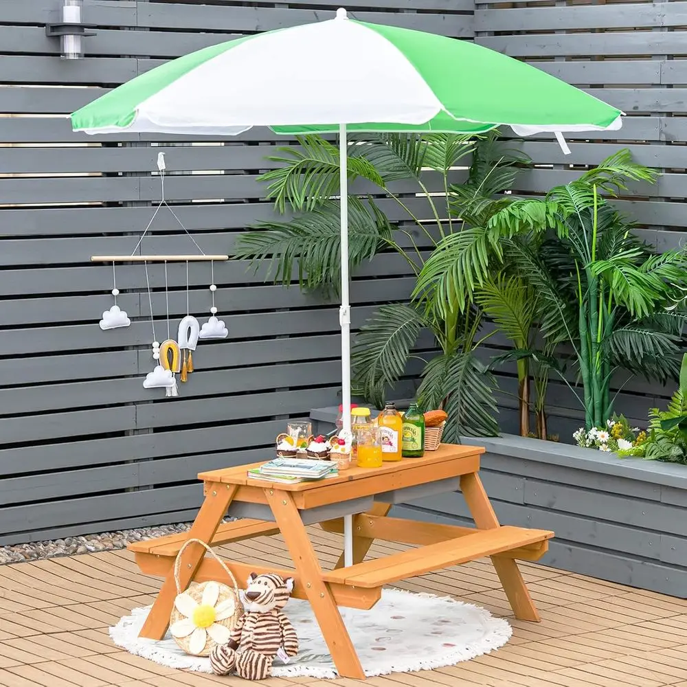 4-in-1 Wooden Sand & Water Pic - đánh giá và giá Kids Outdoor Umbrella For Table