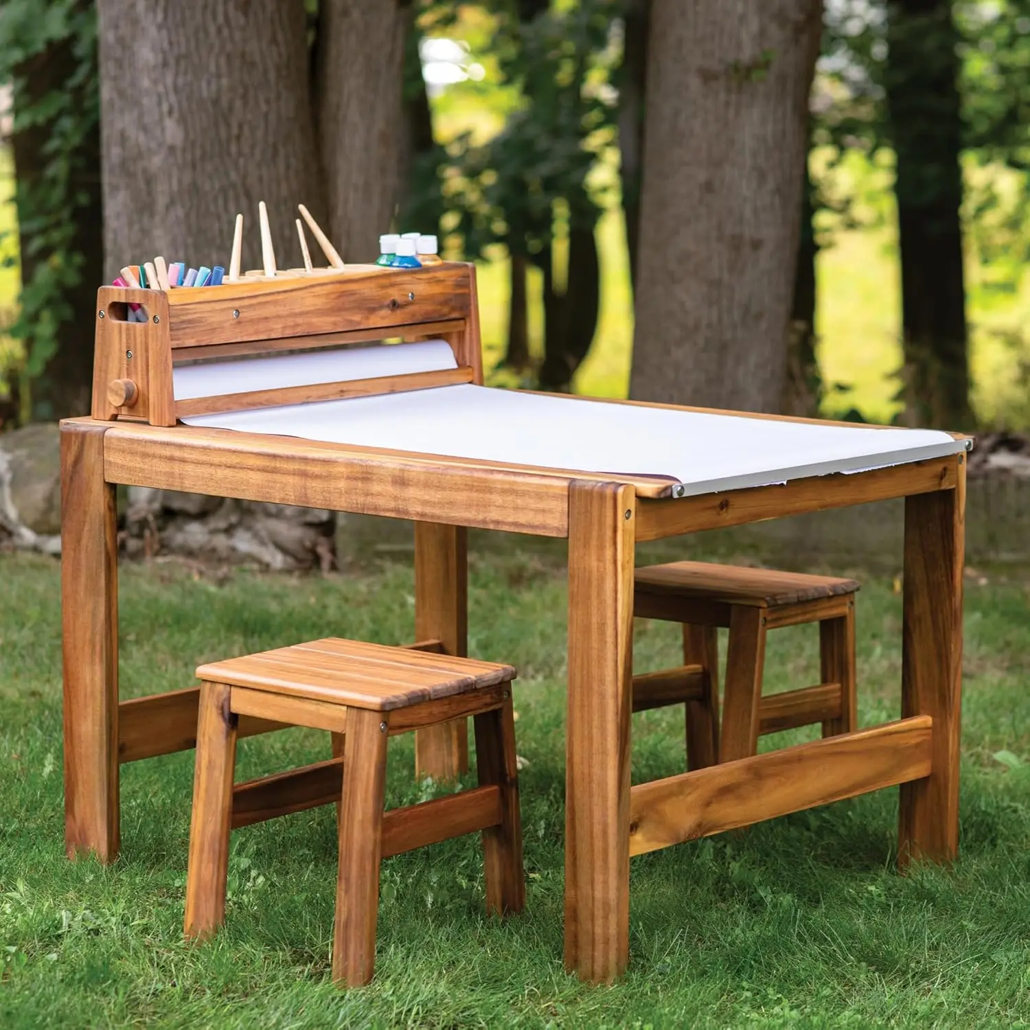 Acadia Outdoor Art Table and S - đánh giá và giá Kids Outdoor Wooden Table