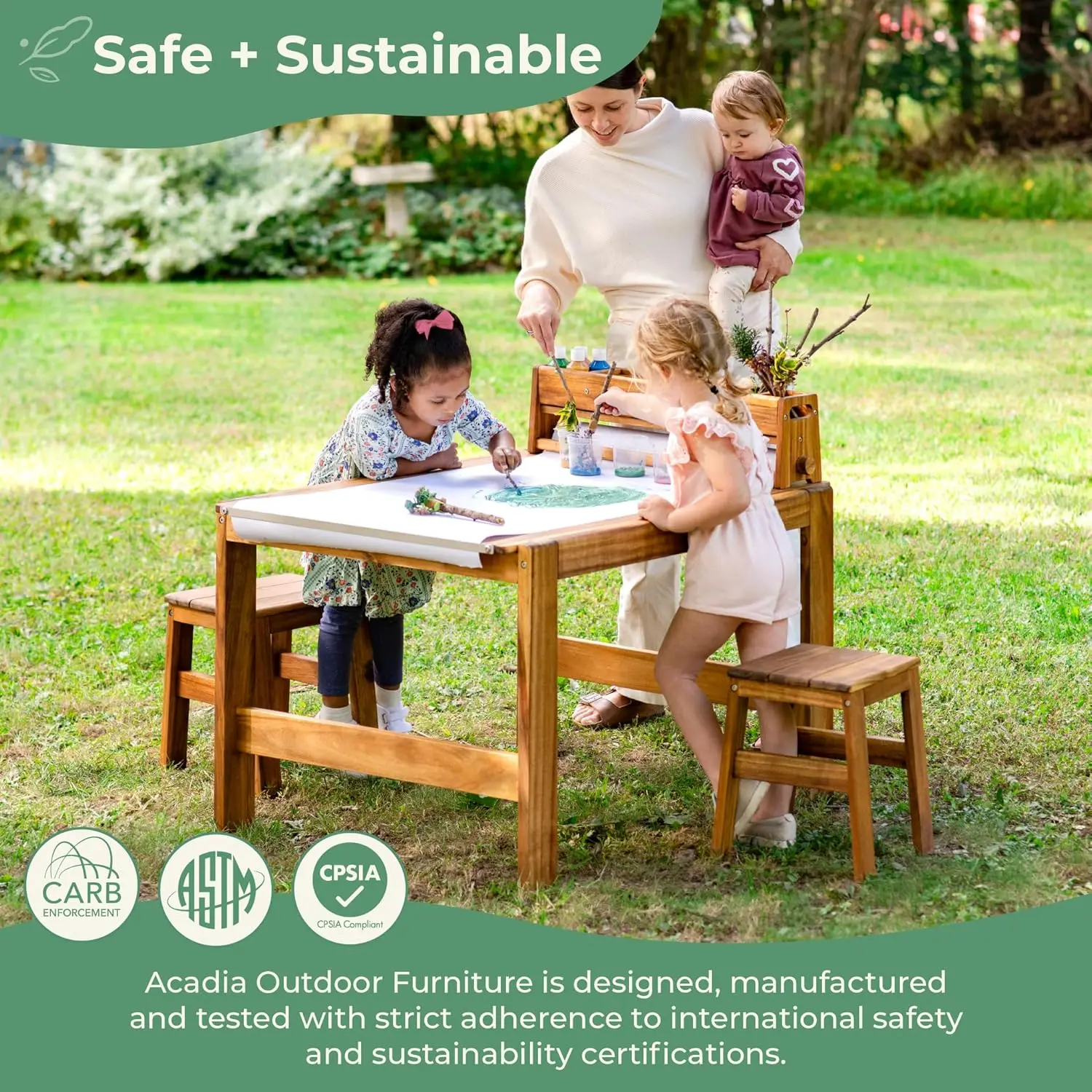 Acadia Outdoor Art Table and S - đánh giá và giá Kids Outdoor Wooden Table
