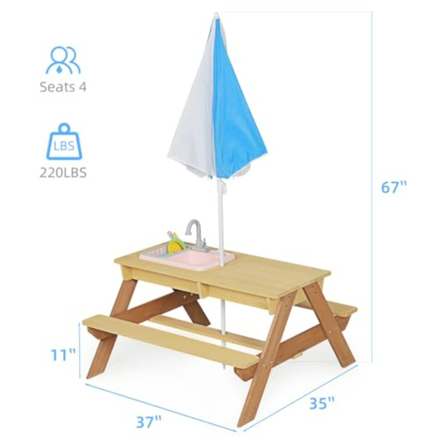 Outdoor kids picnic table with - đánh giá và giá Kids Outdoor Umbrella For Table