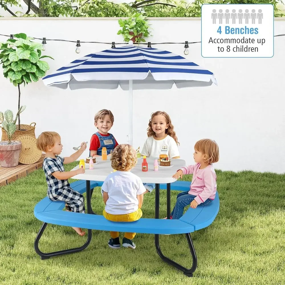 8-Person Kids Picnic Table wit - đánh giá và giá Kids Outdoor Umbrella For Table