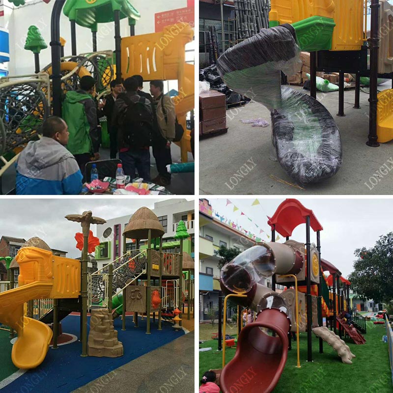 Commercial Plastic Slide 450x2 - đánh giá và giá Kids Outdoor Playground