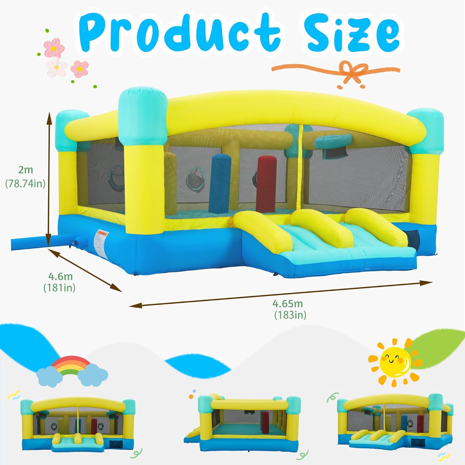 Big Bounce House,15 x 14.8 FT  - đánh giá và giá Kids Outdoor House With Slide