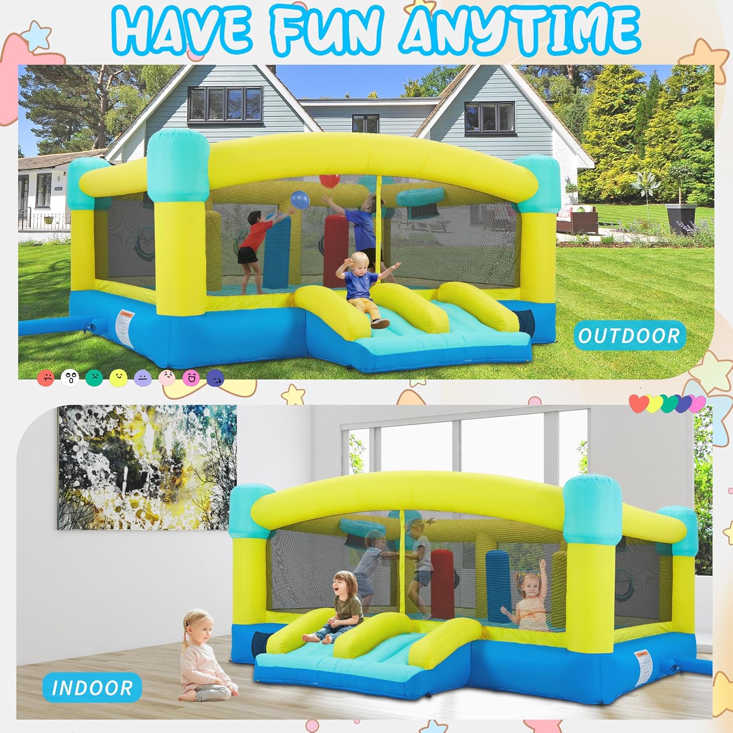 Big Bounce House,15 x 14.8 FT  - đánh giá và giá Kids Outdoor House With Slide