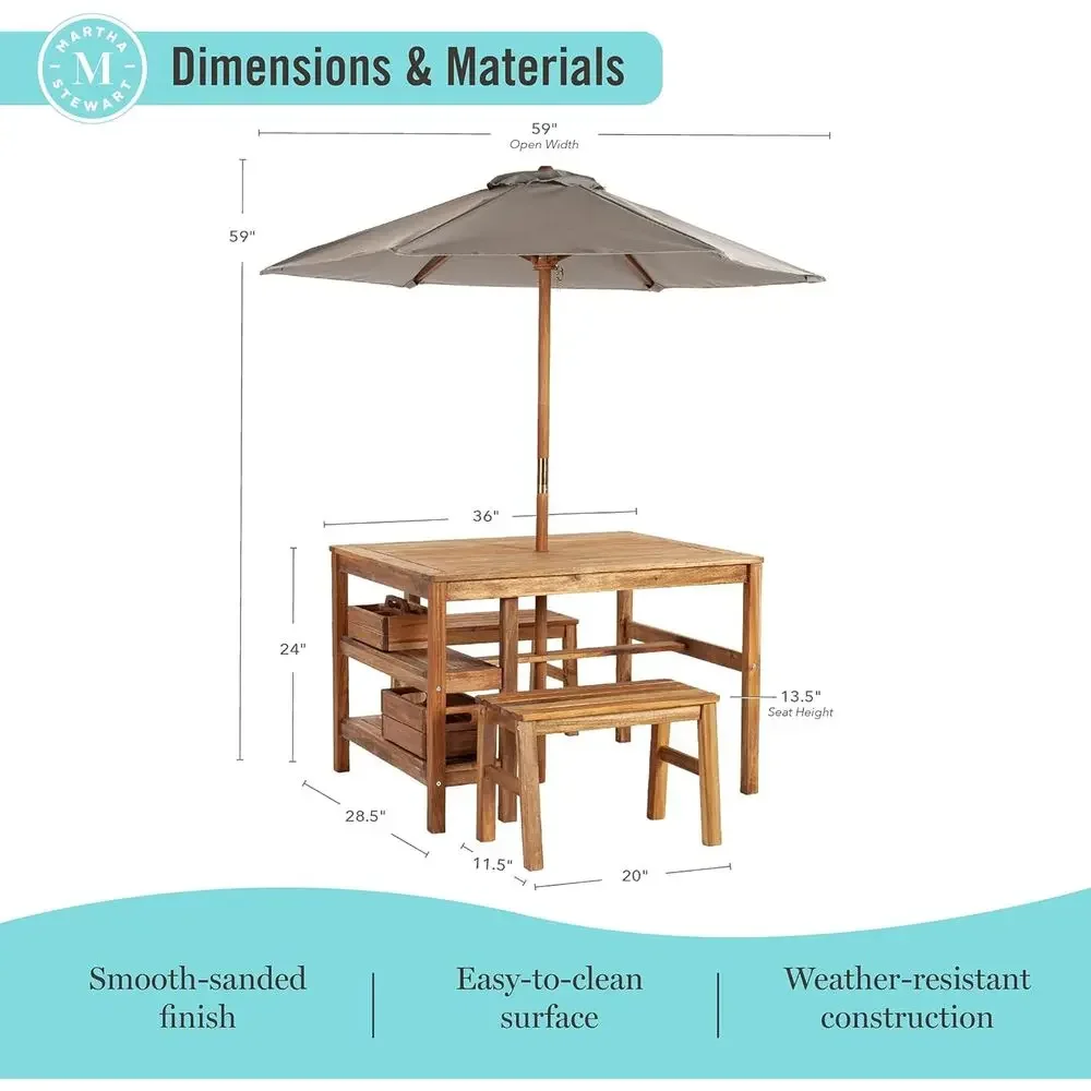 Kids Outdoor Crat Table, Bench - đánh giá và giá Kids Outdoor Umbrella For Table