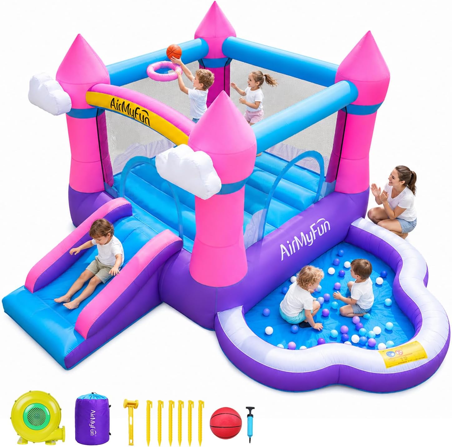 Pink Indoor/Outdoor Inflatable - đánh giá và giá Kids Outdoor House With Slide