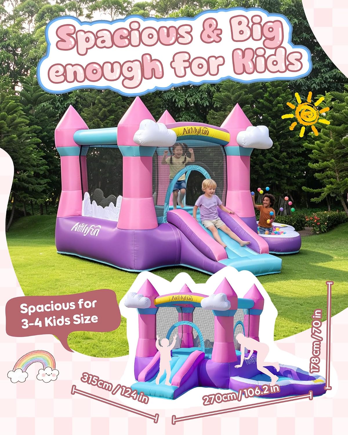 Pink Indoor/Outdoor Inflatable - đánh giá và giá Kids Outdoor House With Slide