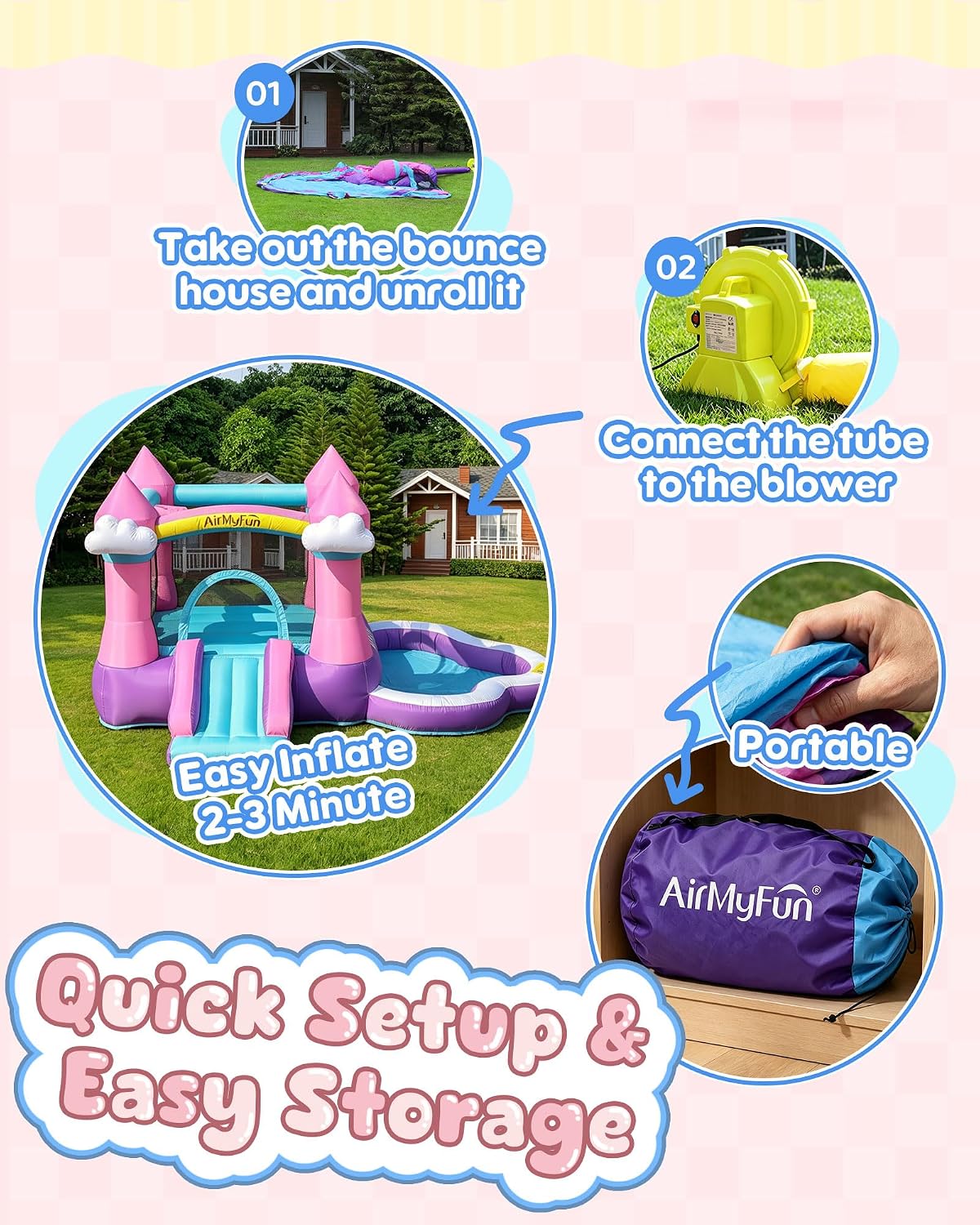 Pink Indoor/Outdoor Inflatable - đánh giá và giá Kids Outdoor House With Slide