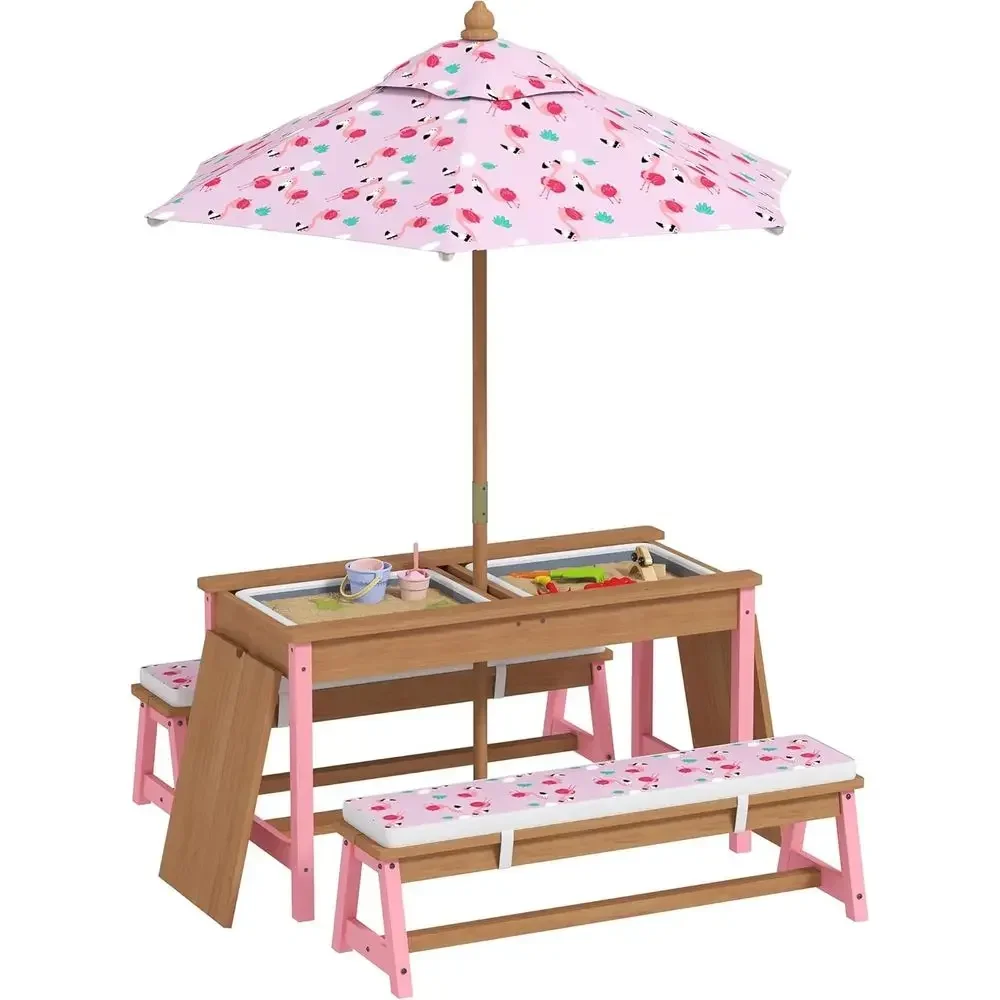 Wooden Picnic Table Set with U - đánh giá và giá Kids Outdoor Umbrella For Table