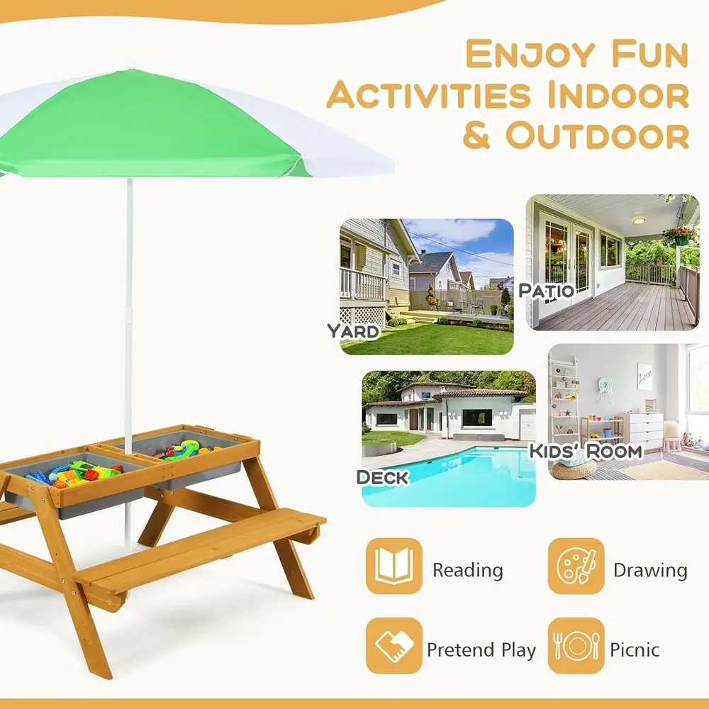 3-in-1 Height-Adjustable Umbre - đánh giá và giá Kids Outdoor Umbrella For Table