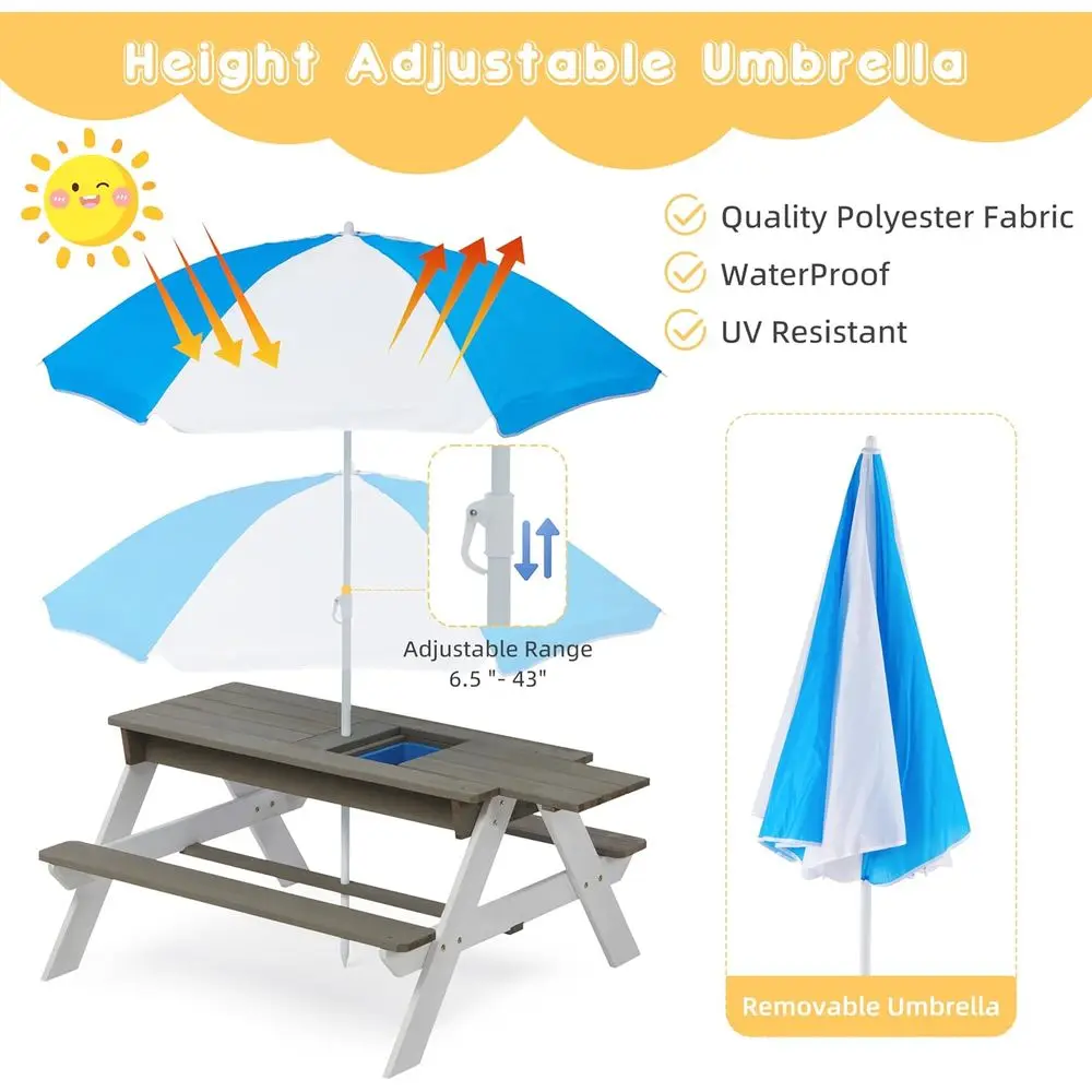 Convertible 3-in-1 Wooden Picn - đánh giá và giá Kids Outdoor Umbrella For Table