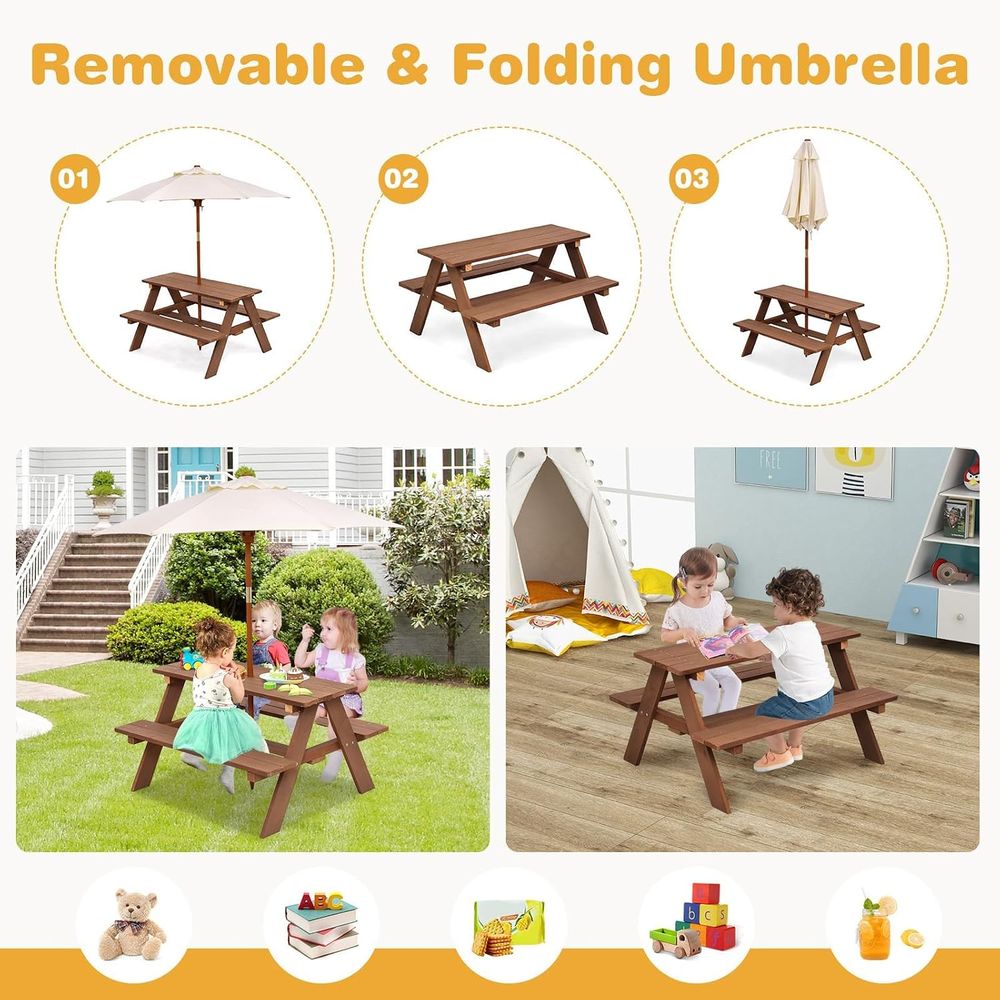 Durable Wooden Kids Picnic Tab - đánh giá và giá Kids Outdoor Umbrella For Table