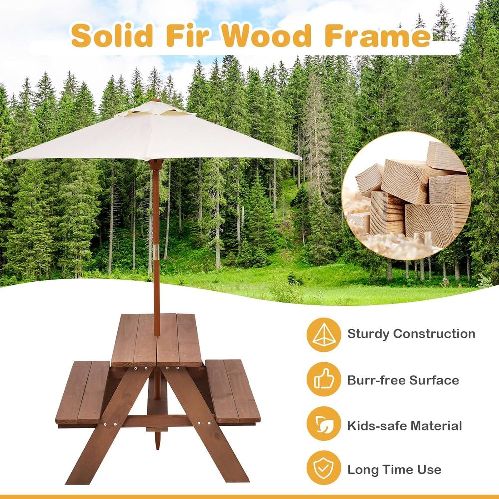 Durable Wooden Kids Picnic Tab - đánh giá và giá Kids Outdoor Umbrella For Table