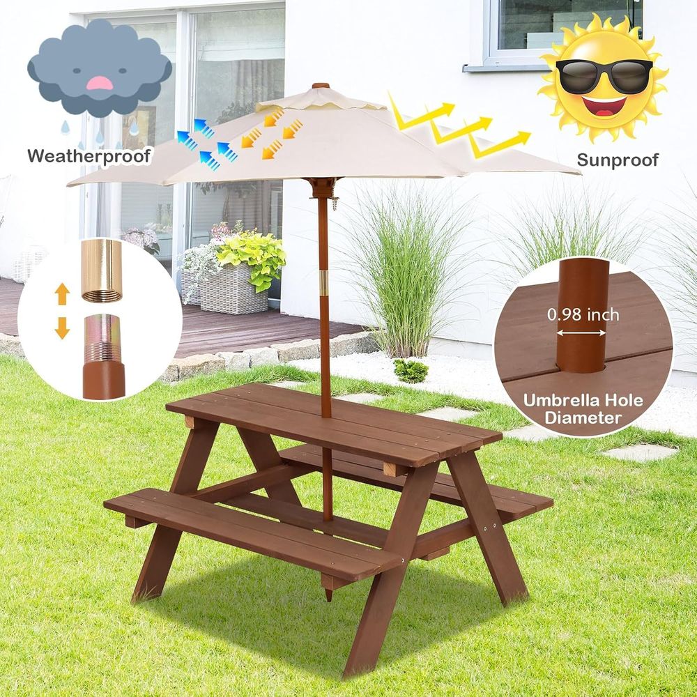 Durable Wooden Kids Picnic Tab - đánh giá và giá Kids Outdoor Umbrella For Table