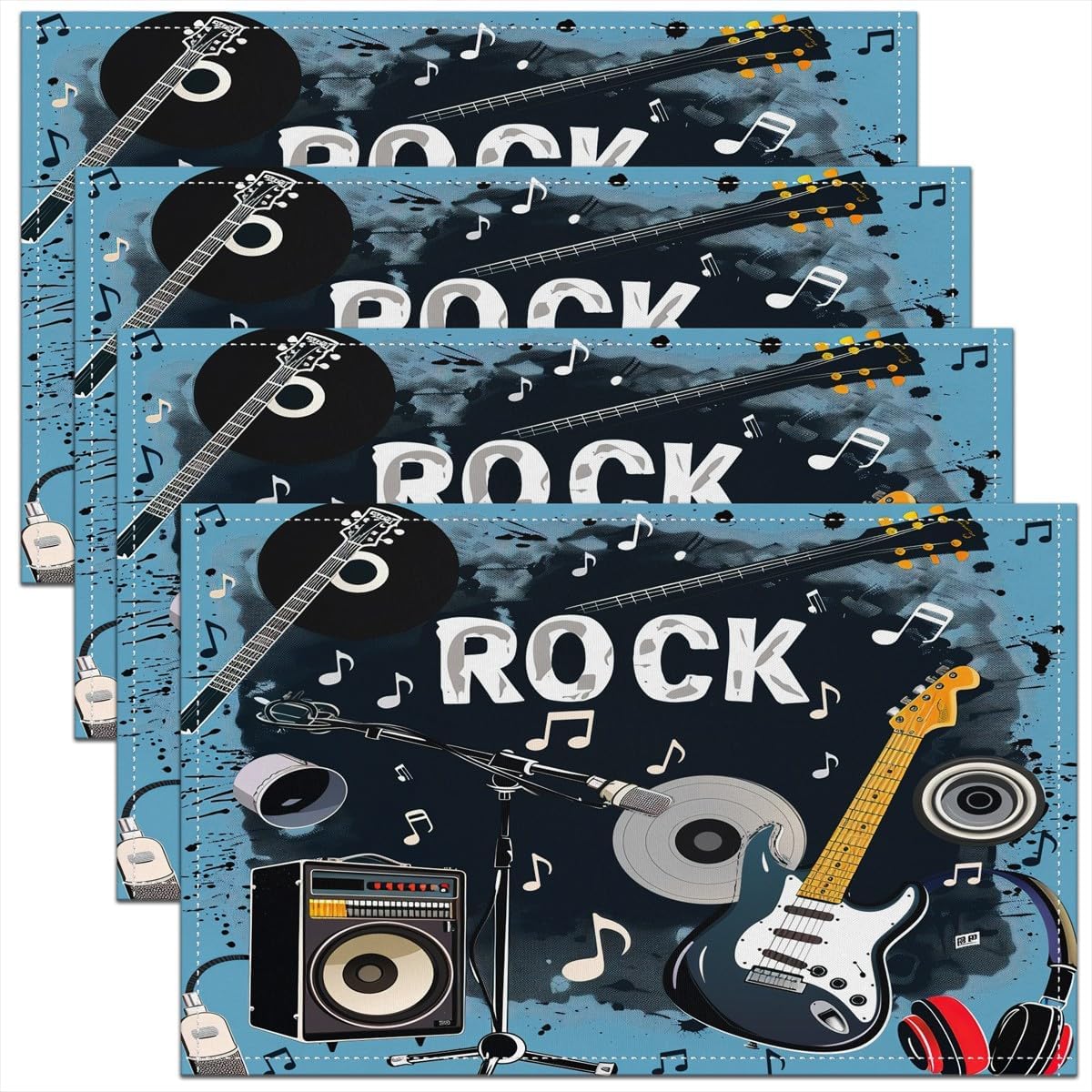 Rock Music Placemats Set of 4  - đánh giá và giá Kids Outdoor Dining Table