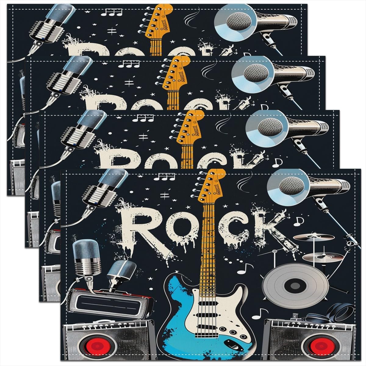Rock Music Placemats Set of 4  - đánh giá và giá Kids Outdoor Dining Table