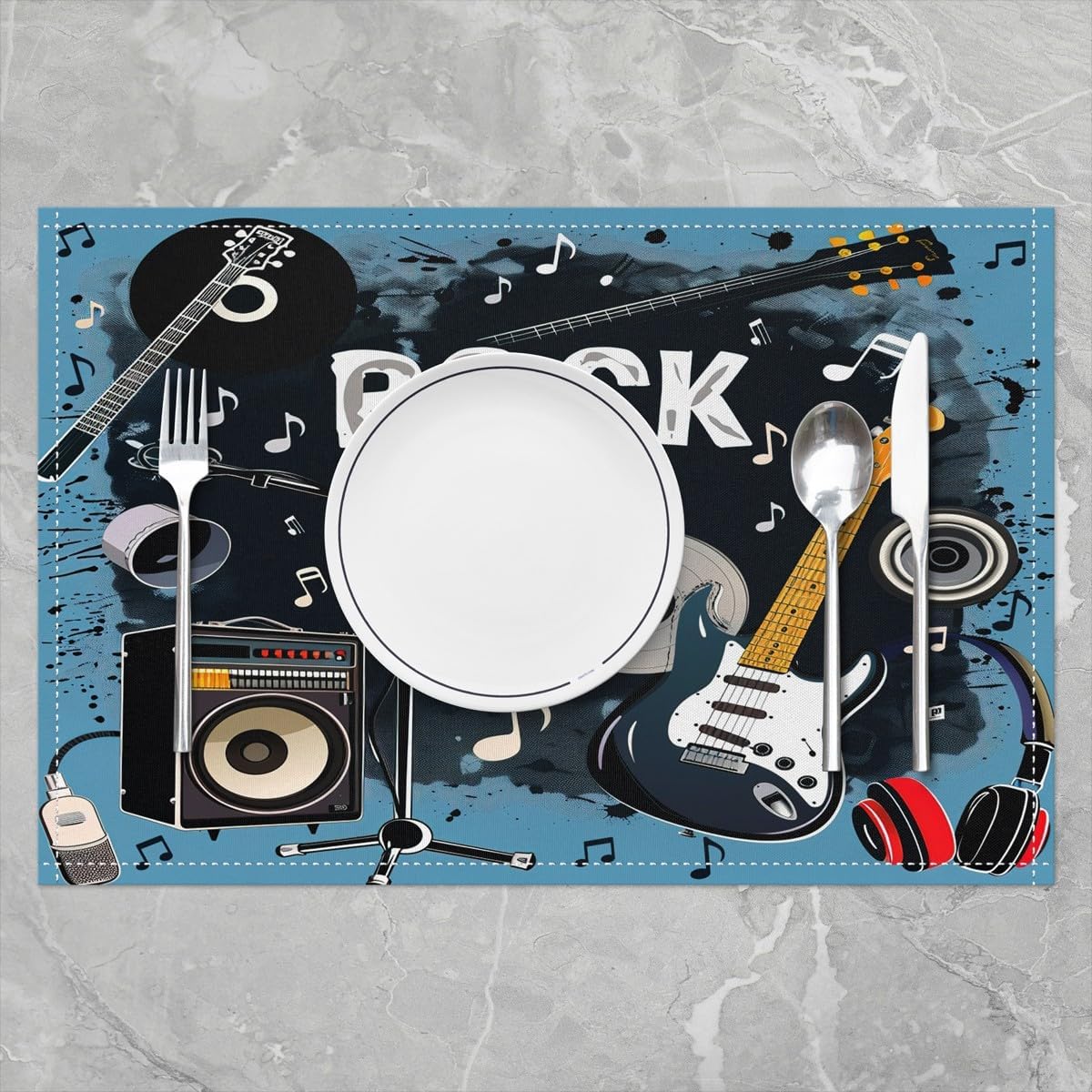 Rock Music Placemats Set of 4  - đánh giá và giá Kids Outdoor Dining Table