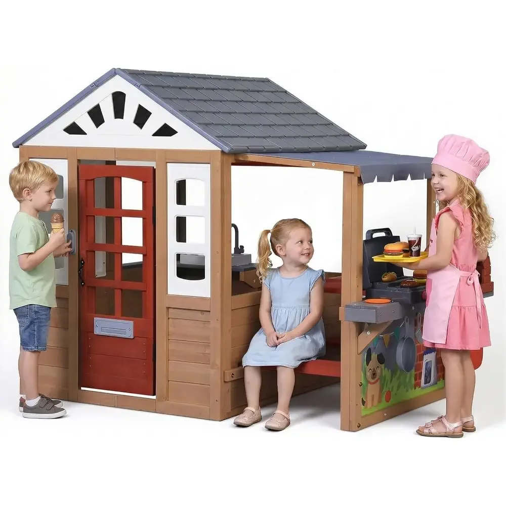 Kids Outdoor Wooden Playhouse, - đánh giá và giá Kids Outdoor Wooden Table