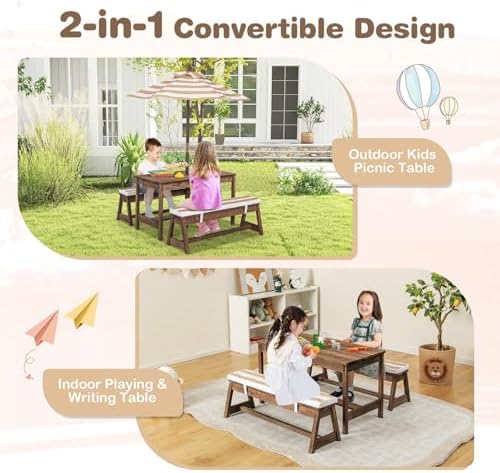 Kids Picnic Table, Outdoor Woo - đánh giá và giá Kids Outdoor Umbrella For Table