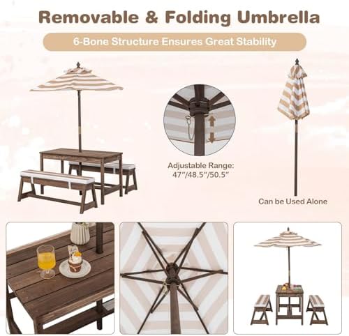Kids Picnic Table, Outdoor Woo - đánh giá và giá Kids Outdoor Umbrella For Table