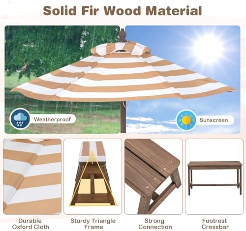 Kids Picnic Table, Outdoor Woo - đánh giá và giá Kids Outdoor Umbrella For Table