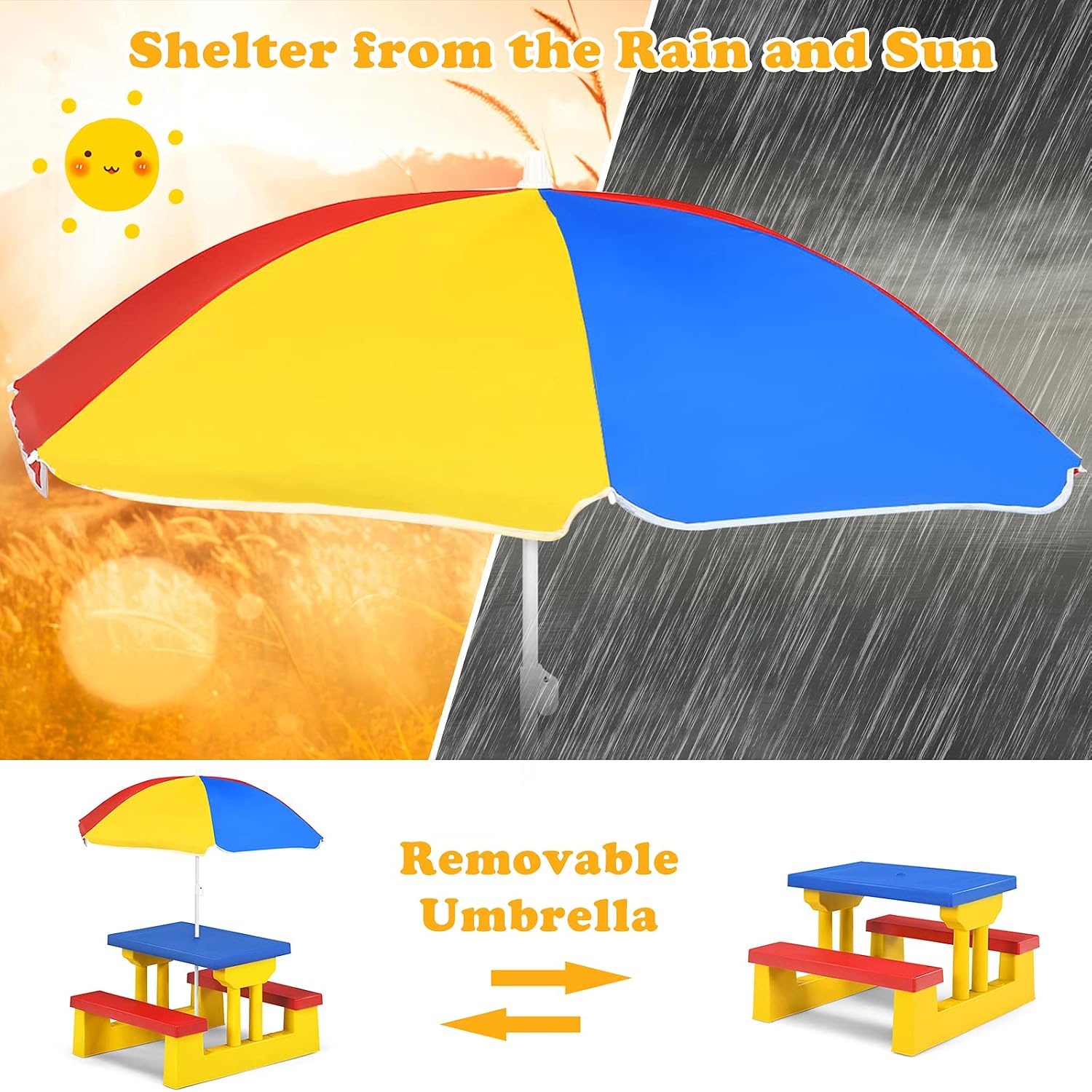 ARMILE Kids Picnic Table, Kids - đánh giá và giá Kids Outdoor Umbrella For Table