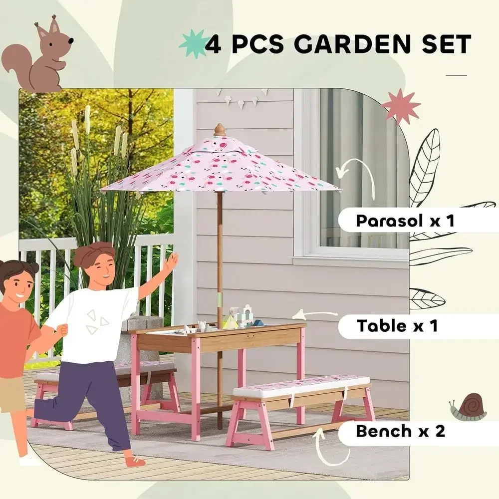 Wooden Picnic Table Set with U - đánh giá và giá Kids Outdoor Umbrella For Table