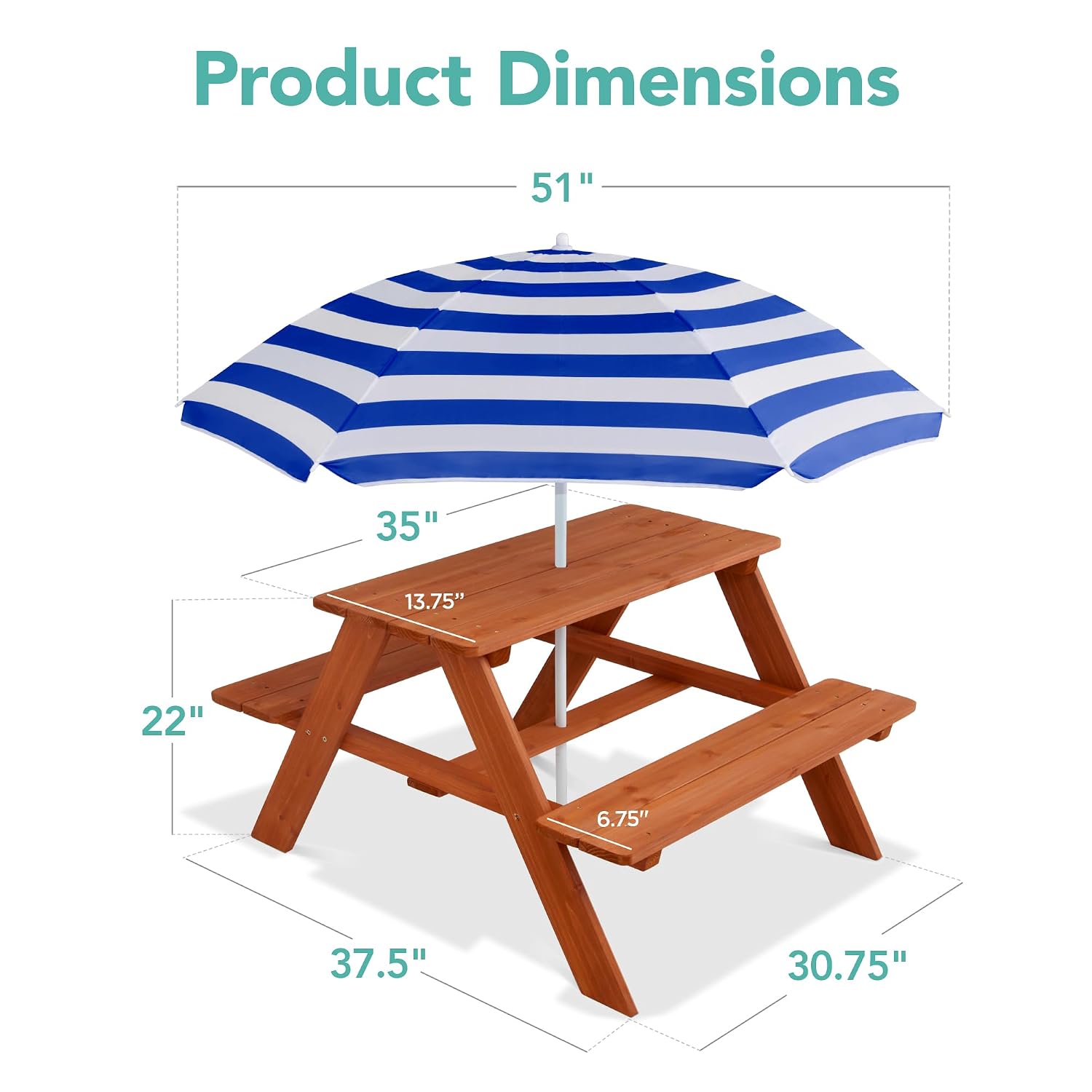 Wooden Kids Picnic Table with  - đánh giá và giá Kids Outdoor Umbrella For Table