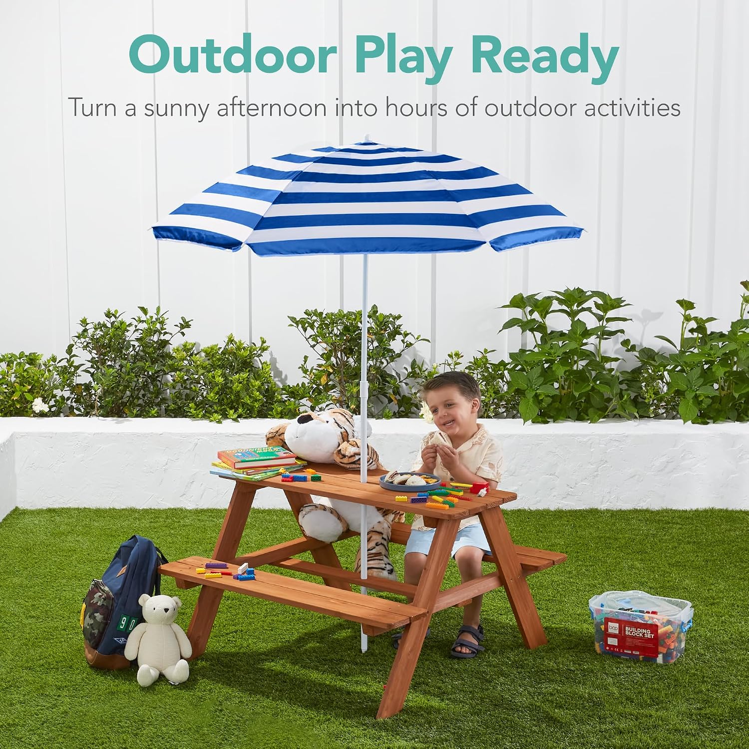 Wooden Kids Picnic Table with  - đánh giá và giá Kids Outdoor Umbrella For Table