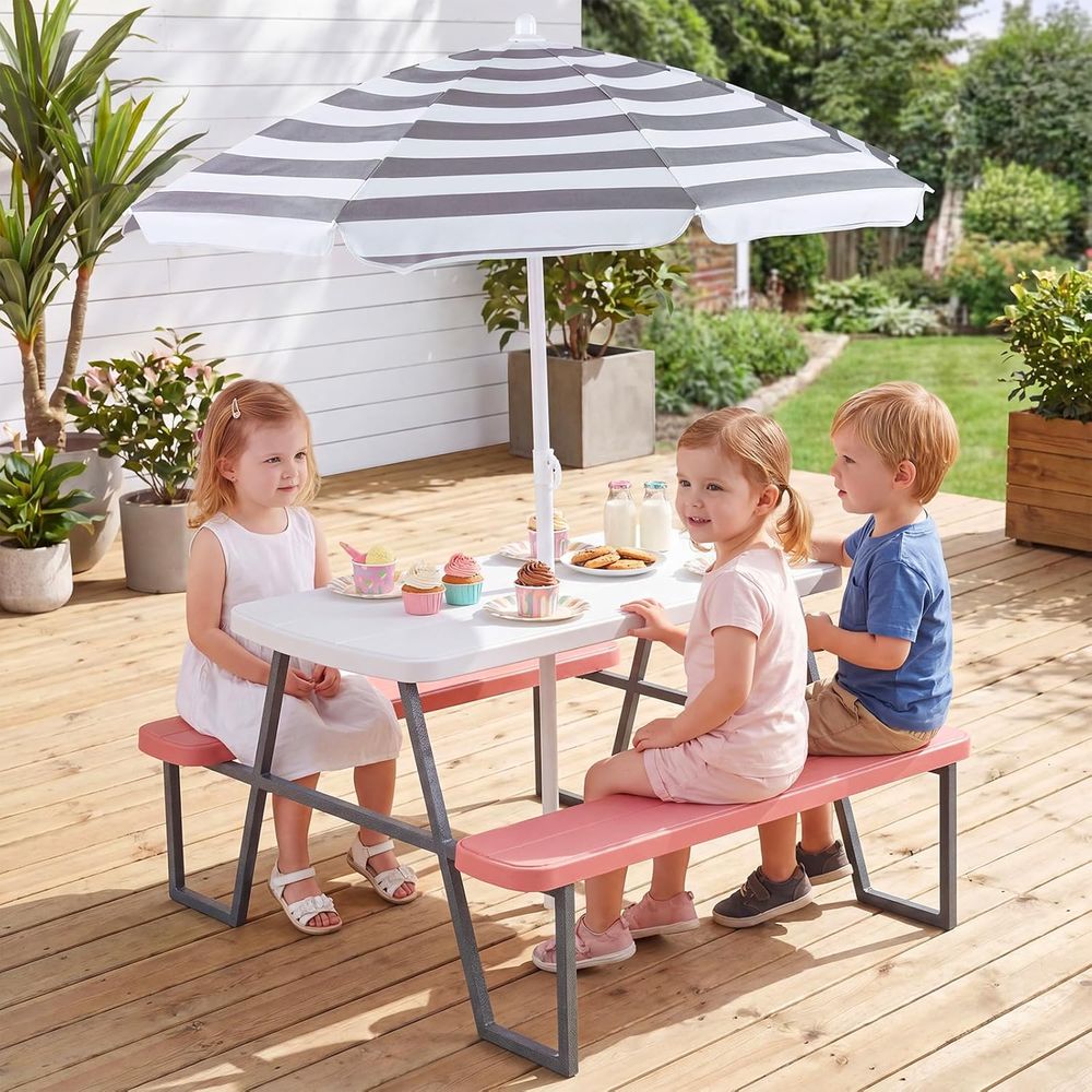Kids Picnic Table, Toddler Out - đánh giá và giá Kids Outdoor Umbrella For Table